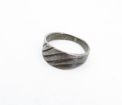925 Sterling Silver  Vintage Dark Tone Etched Fluted Band Ring Sz 7  RG3723
