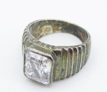 925 Sterling Silver  Vintage Cubic Zirconia Graduated Band Ring Sz 7  RG8367