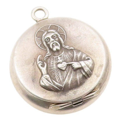 925 Sterling Silver Vintage Pendant Sacred Heart Of Jesus Medal OPENS  PT26271