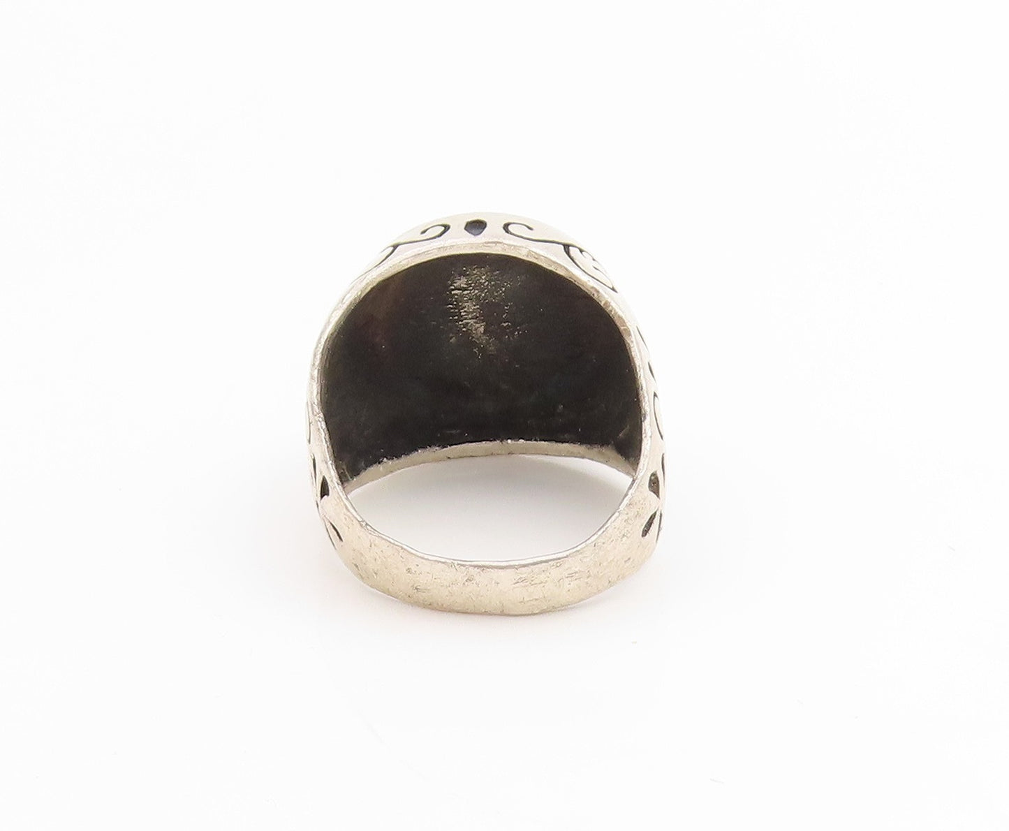 925 Sterling Silver Vintage Ring Star Of David Floral Signet Band Sz 8.5 RG33838