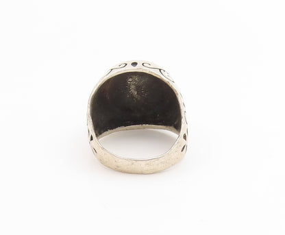 925 Sterling Silver Vintage Ring Star Of David Floral Signet Band Sz 8.5 RG33838