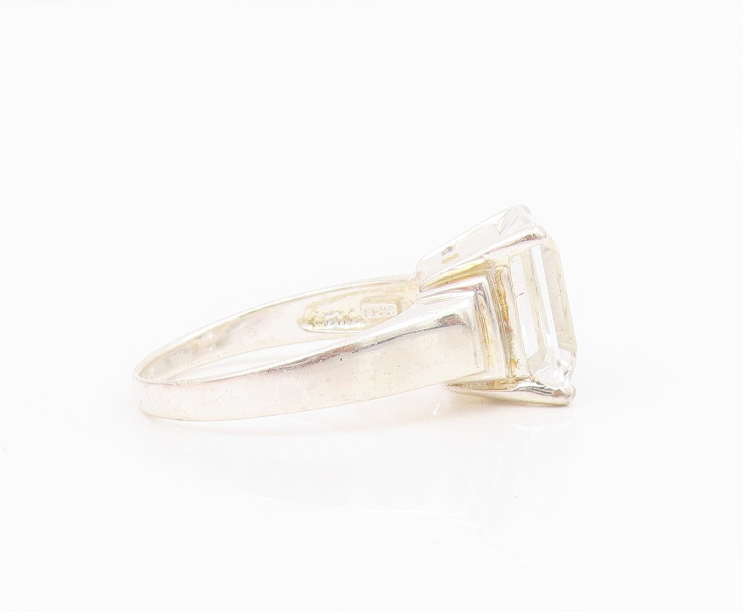 925 Sterling Silver Vintage Ring Minimalist Step Cut Rectangle CZ  Sz 10 RG33039