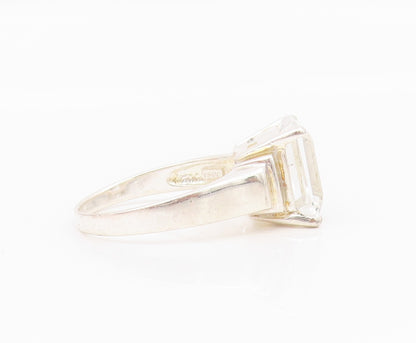 925 Sterling Silver Vintage Ring Minimalist Step Cut Rectangle CZ  Sz 10 RG33039