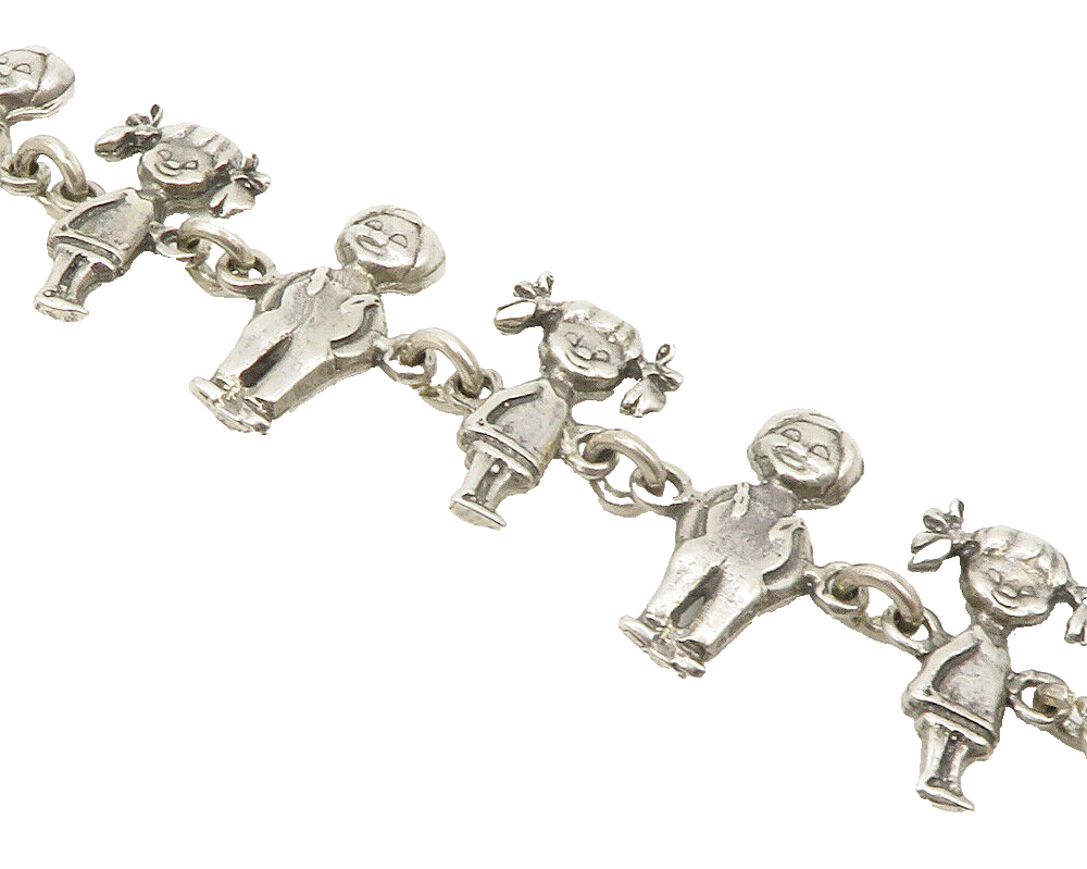925 Sterling Silver  Vintage Boys & Girls Children Link Chain Bracelet  BT5211