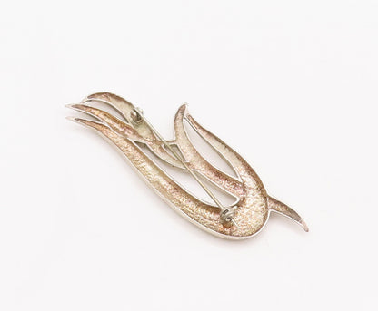 925 Sterling Silver Vintage Brooch Pin Solid Designer Carved Swirls  BP10997