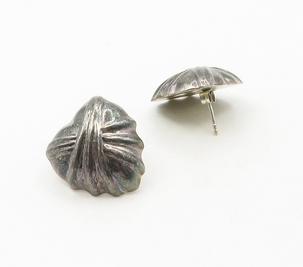925 Sterling Silver  Vintage Oxidized Love Heart Dome Drop Earrings  EG8357