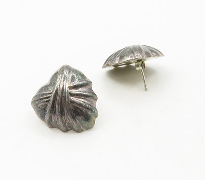 925 Sterling Silver  Vintage Oxidized Love Heart Dome Drop Earrings  EG8357