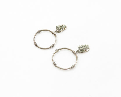 925 Sterling Silver  Vintage Wire Wrapped Non Pierce Dangle Earrings  EG8764