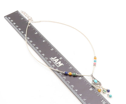 Q.T. NAVAJO 925 Silver Vintage Turquoise & Multi Stone Collar Necklace NE2069