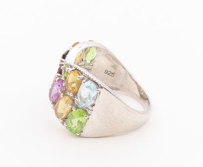 925 Sterling Silver Vintage Ring Multi Gemstone Crossover Band  Sz 10  RG36459