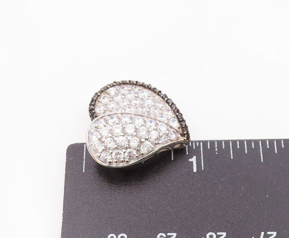 925 Sterling Silver  Cubic Zirconia & Hematite Love Heart Pendant  PT14615