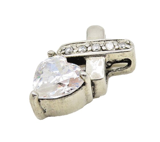 925 Sterling Silver  Vintage Cubic Zirconia Love Heart XO Pendant  PT15260