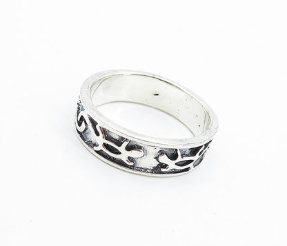 925 Sterling Silver  Vintage Shiny Lizard Patterned Band Ring Sz 11.5  RG7433
