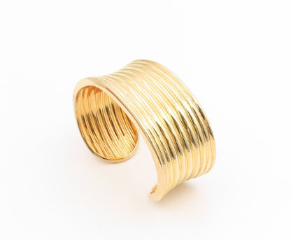 925 Sterling Silver Vintage Bracelet Gold Plated ROSS SIMON Ribbed Cuff  BT11834