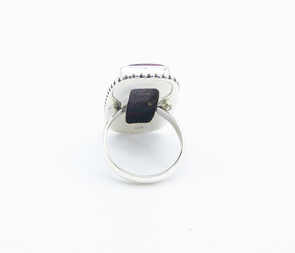 925 Sterling Silver Cabochon Cut Jasper Square Cocktail Ring Sz 6 RG8523