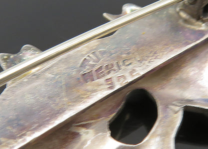 MEXICO 925 Sterling Silver  Vintage Triple Horse Head Brooch Pin  BP8833