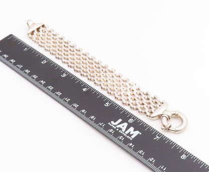 925 Sterling Silver Vintage Bracelet Flexible Geometric Lattice Grid  BT12206
