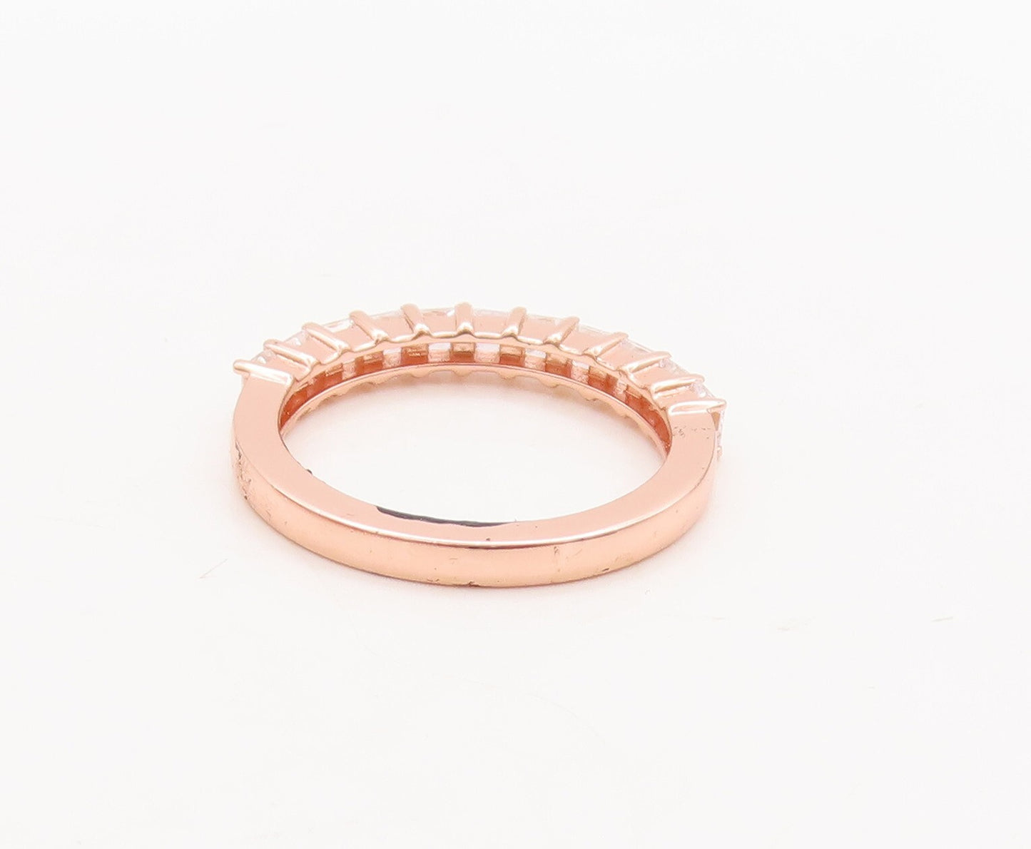 925 Sterling Silver Vintage Ring Rose Gold Plated Square Cut CZ   Sz 7  RG29472
