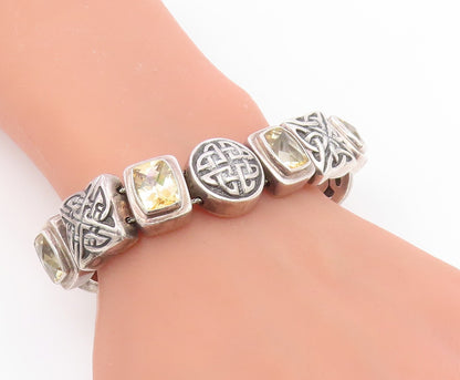 925 Sterling Silver Vintage Bracelet DEBORAH ARMSTRONG Citrine Chain  BT11935