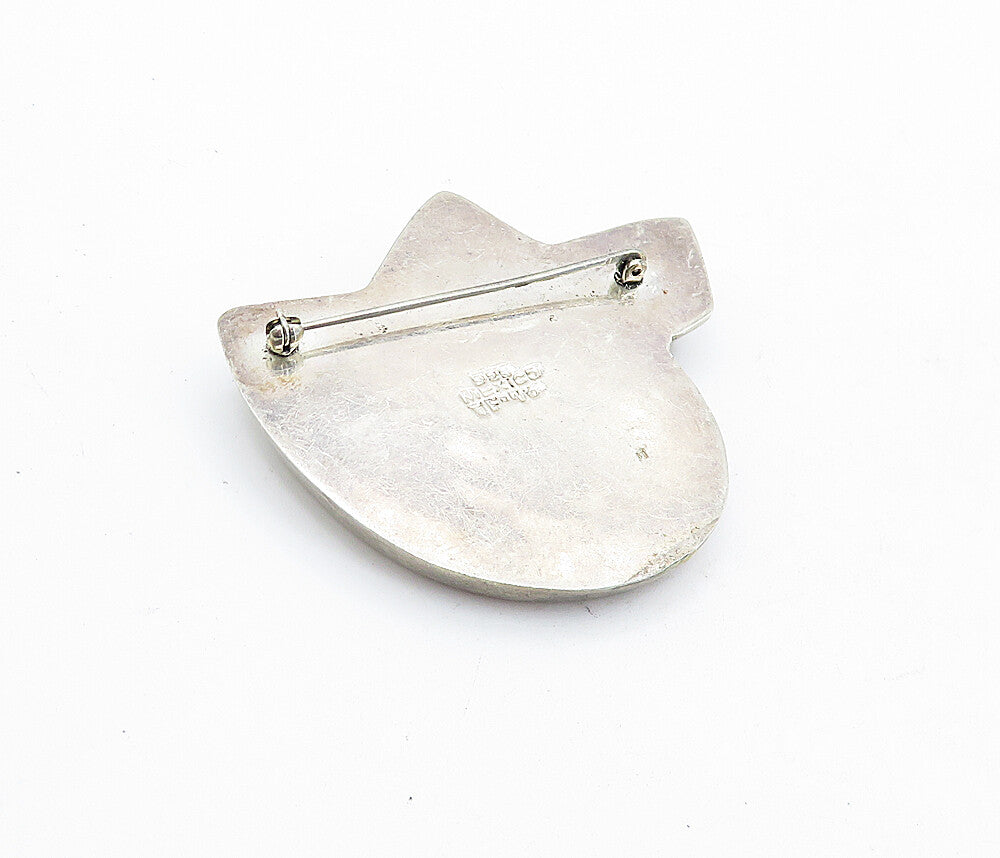 MEXICO 925 Sterling Silver  Vintage Shiny Hollow Modernist Brooch Pin  BP1813