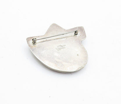 MEXICO 925 Sterling Silver  Vintage Shiny Hollow Modernist Brooch Pin  BP1813