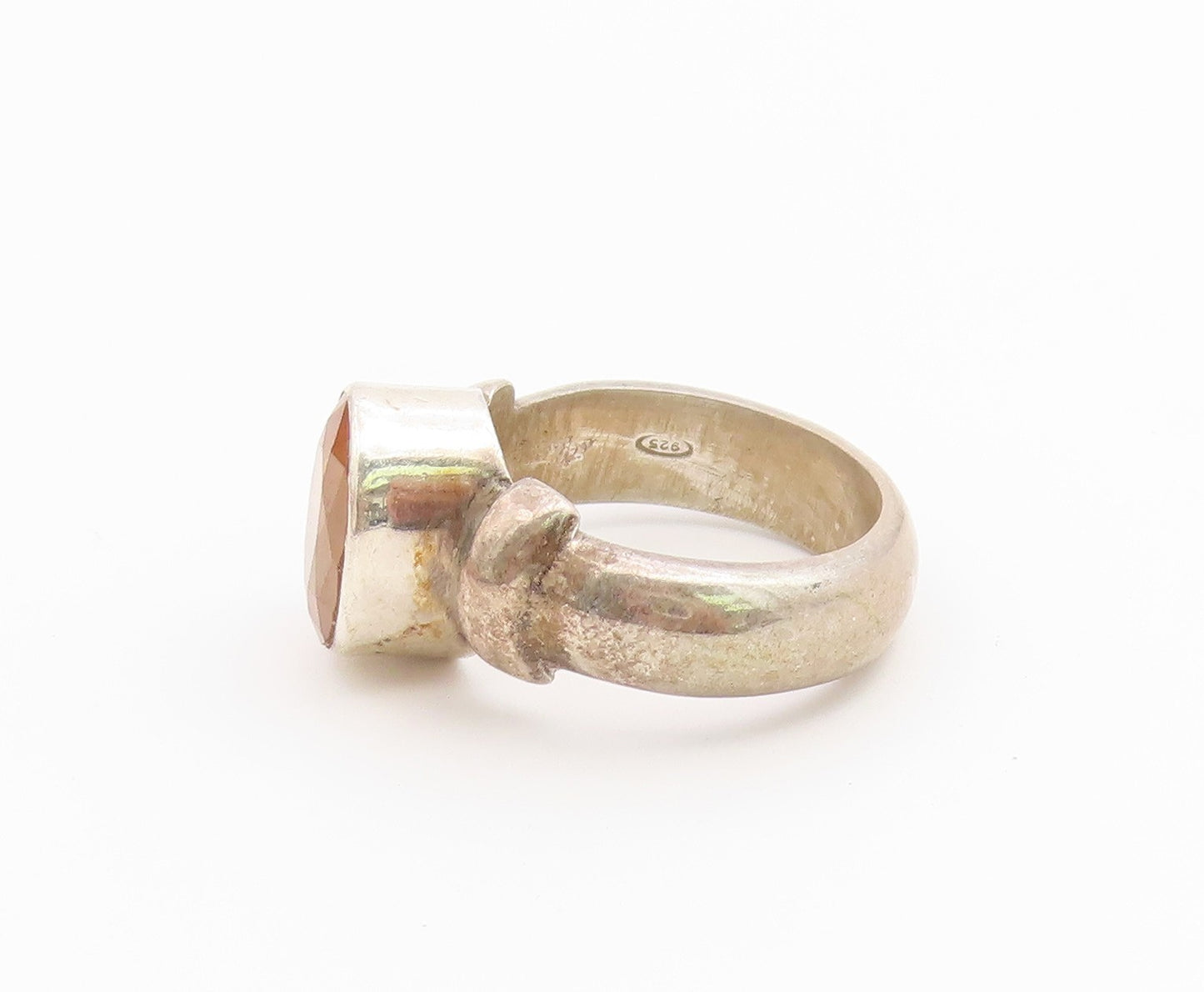 925 Sterling Silver Vintage Ring Oval Cut Citrine Statement Band  Sz 6  RG36663