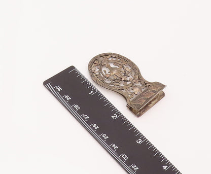 925 Sterling Silver  Vintage Antique Swirly Carved Cutout Cloth Clip  TR3508