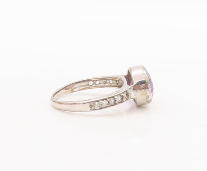 925 Sterling Silver Vintage Ring Oval Cut Amethyst Topaz Band  Sz 6.5  RG29705