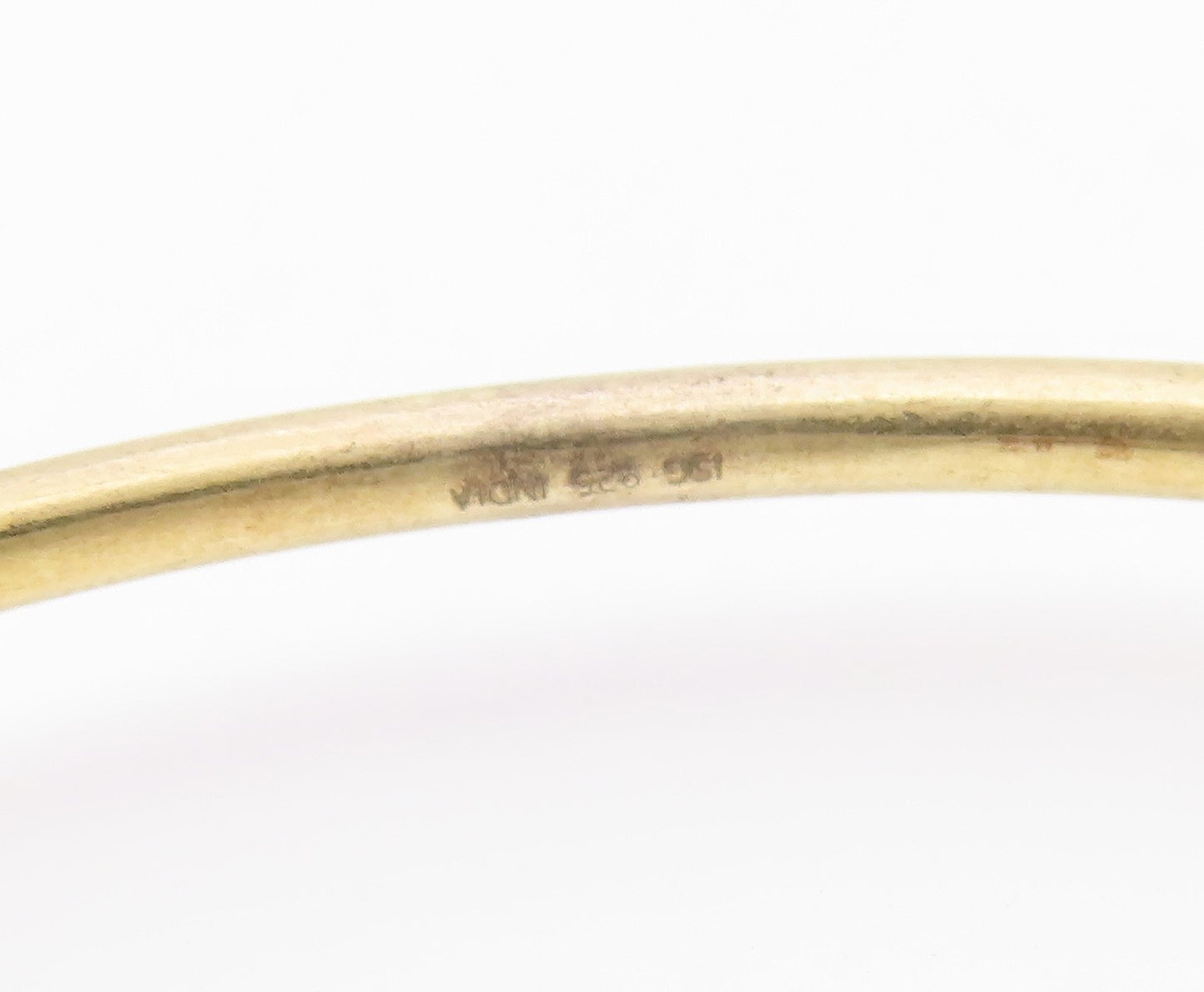 925 Sterling Silver  Vintage Faceted Stone Gold Plated Bangle Bracelet  BT8685