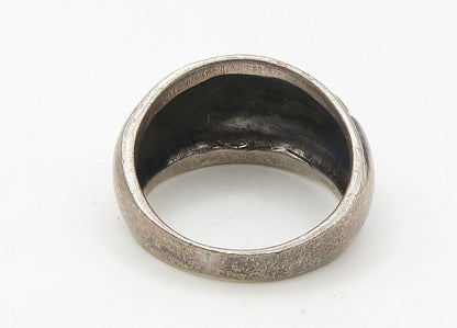 925 Sterling Silver  Vintage Shiny Scale Pattern Dome Band Ring Sz 7  RG21424