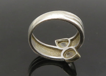 925 Silver  Vintage Tear Drop Cubic Zirconia Bypass Band Ring Sz 7.5  RG22196
