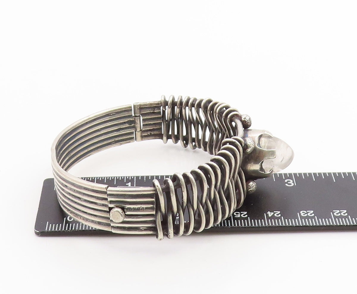 925 Sterling Silver Vintage Bracelet LOS BALLESTEROS MEXICO Quartz Cuff  BT11997