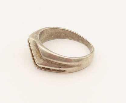 925 Sterling Silver  Vintage Genuine Diamonds Zig Zag Band Ring Sz 8  RG26288