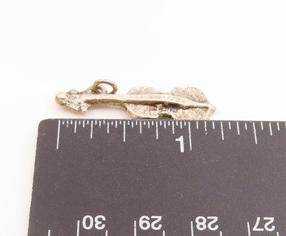 925 Sterling Silver  Vintage Petite Shiny Cello Instrument Pendant  PT15983