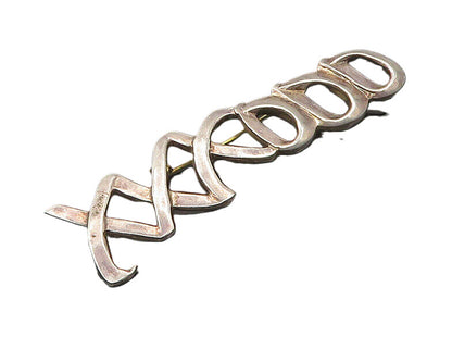 MEXICO 925 Sterling Silver  Vintage Shiny XO Hugs & Kisses Brooch Pin  BP7272