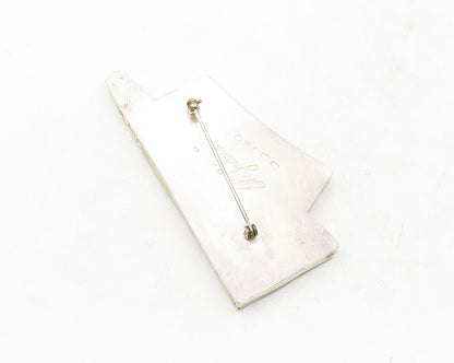 DESIGNER 925 Silver Vintage Modernist Black & White Enamel Brooch Pin  BP4766