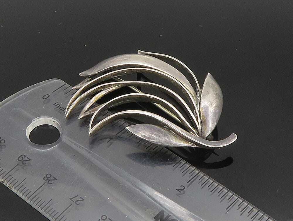 JUST ANDERSEN DENMARK 925 Silver  Vintage Modernist Leaf Brooch Pin  BP9323