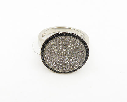 925 Sterling Silver  Cubic Zirconia & Hematite Cocktail Ring Sz 6  RG17788