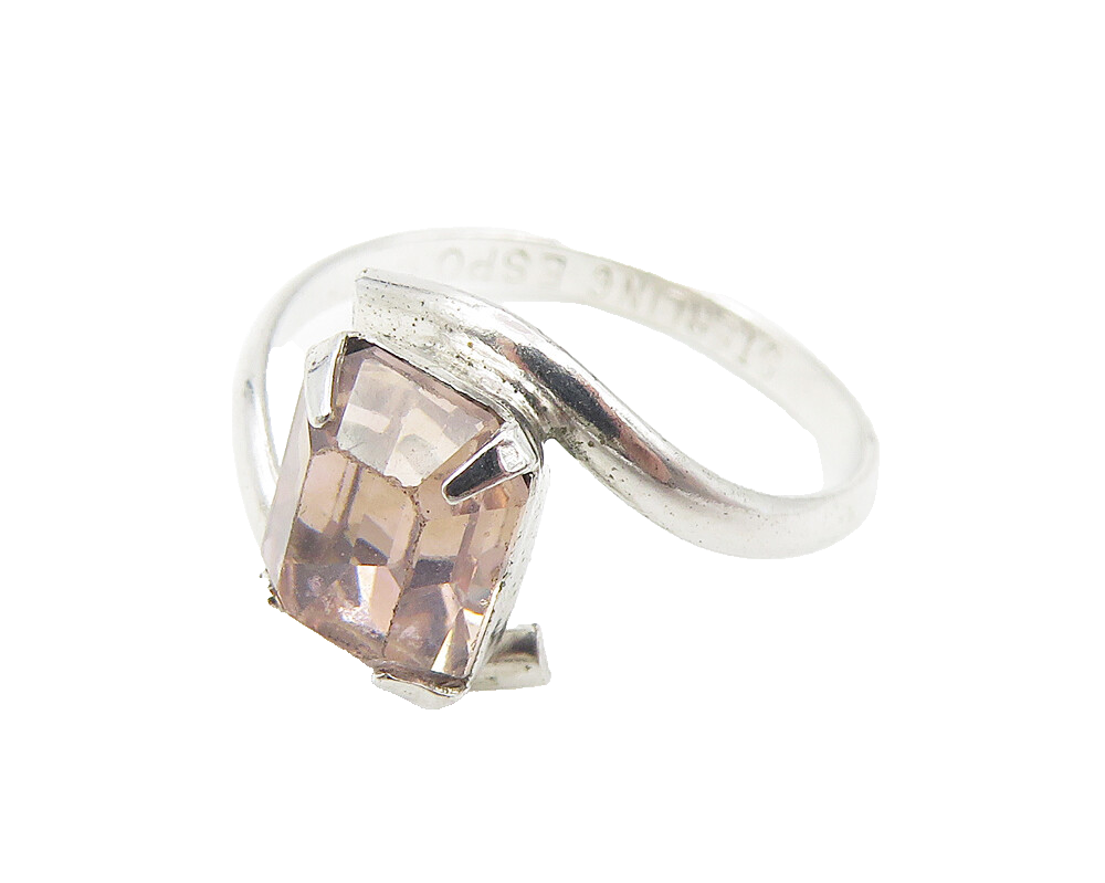 ESPOSITO 925 Sterling Silver  Topaz Shiny Bypass Petite Band Ring Sz 5 RG11092