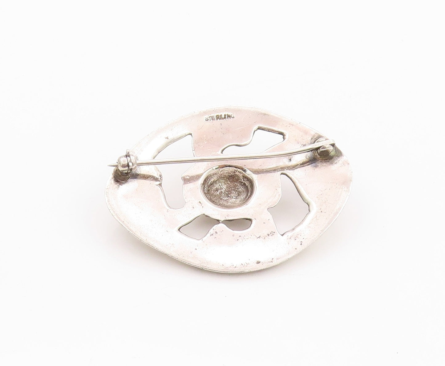 925 Sterling Silver Vintage Brooch Antique Brutalist Cutout Flower  BP11587
