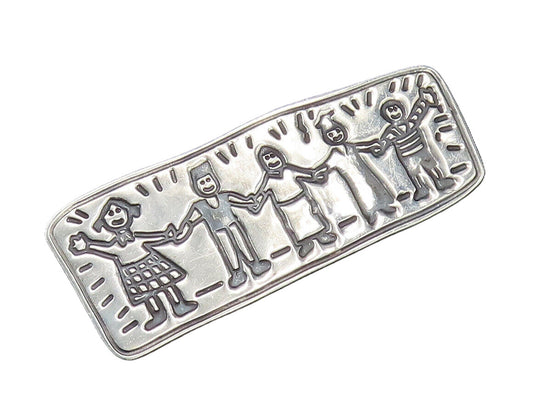 EFS MEXICO 925 Silver  Vintage Students Holding Hands Brooch Pin  BP9938