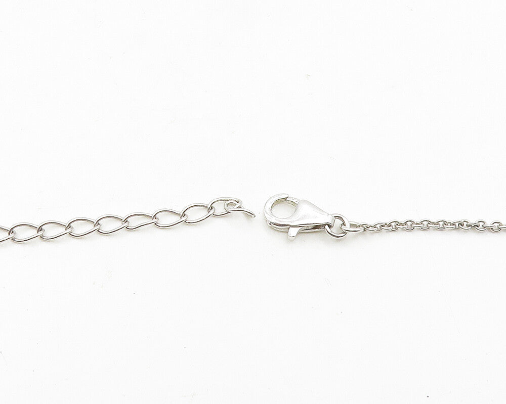 925 Sterling Silver  Vintage Topaz Floral Two Tone Chain Necklace  NE3017