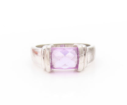 925 Sterling Silver Vintage Ring Designer Amethyst Cutout  Sz 6.5  RG32979