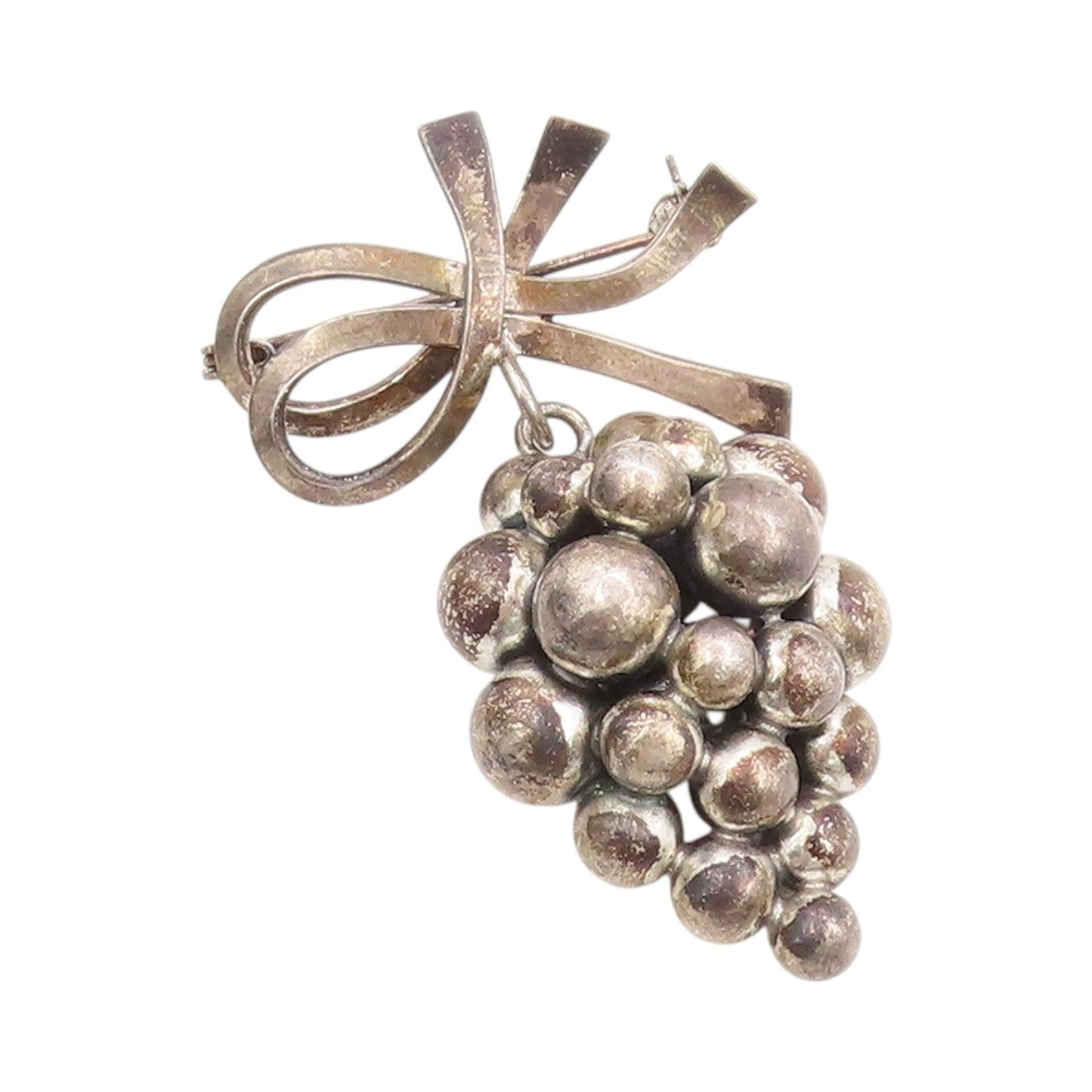 925 Sterling Silver Vintage Brooch JOHN LAURITZEN DENMARK Grapes Cluster BP11908