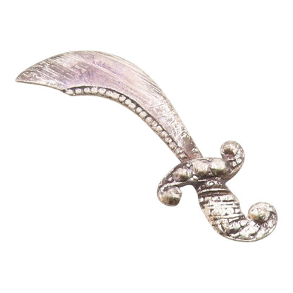 925 Sterling Silver  Vintage Shiny Rustic Dagger Motif Brooch Pin  BP3230