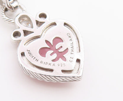 925 Sterling Silver Vintage Pendant JUDITH RIPKA Rose Quartz Love Heart  PT26550