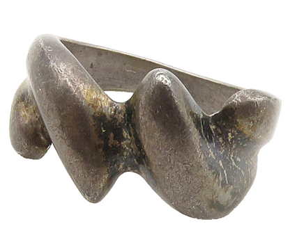 MEXICO 925 Sterling Silver  Vintage Dark Tone Smooth Band Ring Sz 7.5  RG15857