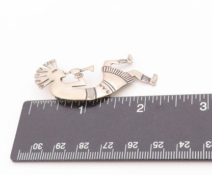 925 Sterling Silver Vintage Brooch NAVAJO Etched Kokopeli Flute Player  BP11753