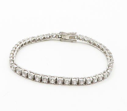925 Sterling Silver  Prong Set Cubic Zirconia Shiny Tennis Bracelet  BT6069