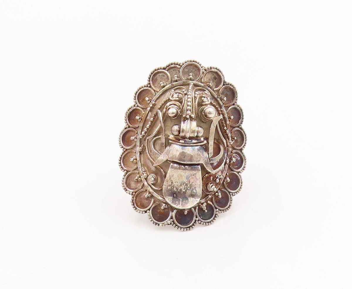 925 Sterling Silver Vintage Ring Balinese Demon Queen Band  Sz 7.5  RG34206